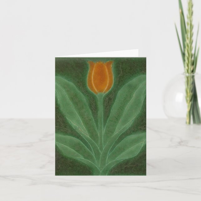 Repro Yellow Green Tulip Art Nouveau Tile Card (Front)