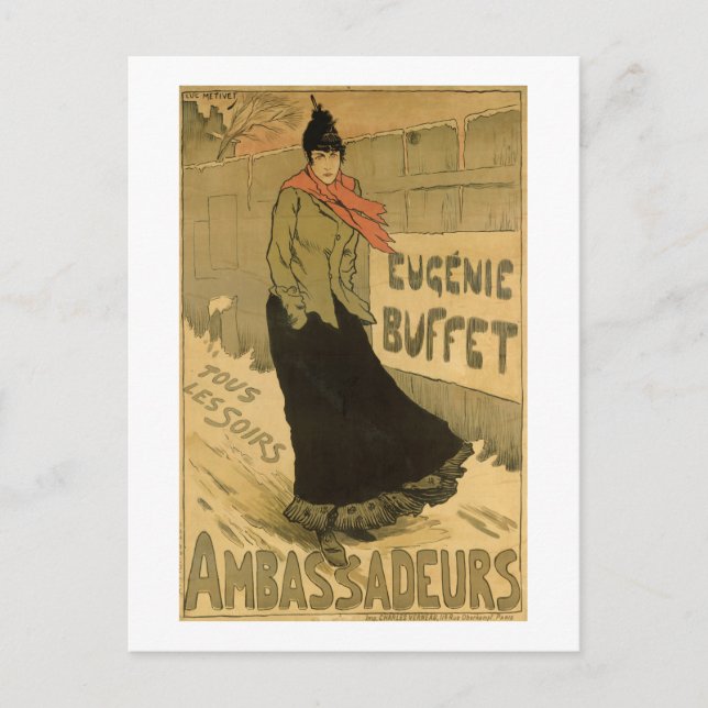 Reproduction of a poster advertising 'Eugenie Buff Postcard (Front)