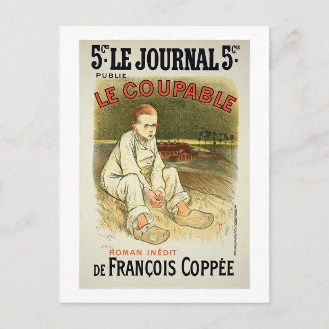 Reproduction of a poster advertising the novel 'Le Postcard (Front)