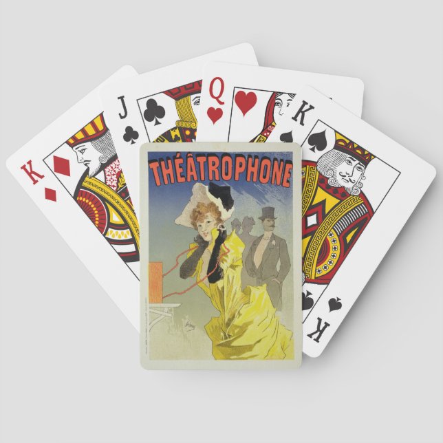 Reproduction of a poster advertising 'Theatrophone Playing Cards (Back)