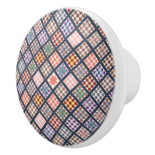 Reproduction of a Vintage Quilt from 1886 Ceramic Knob