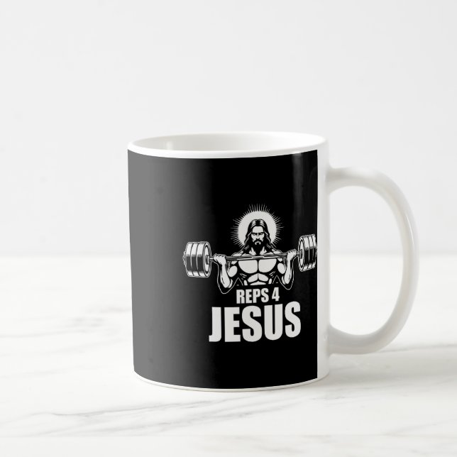Reps 4 Jesus Gym Christian Weightlifting Workout  Coffee Mug (Right)