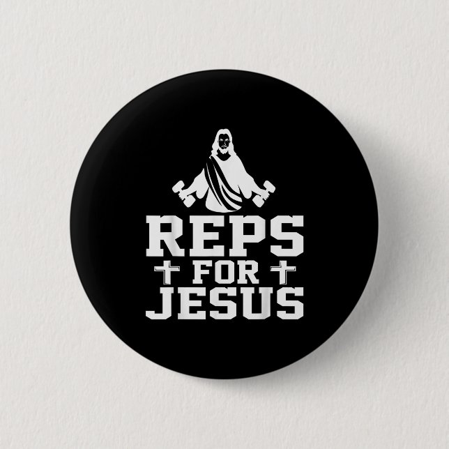 Reps For Jesus Funny Christian Gym Fitness Biceps  6 Cm Round Badge (Front)