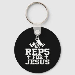 Reps For Jesus Funny Christian Gym Fitness Biceps  Key Ring