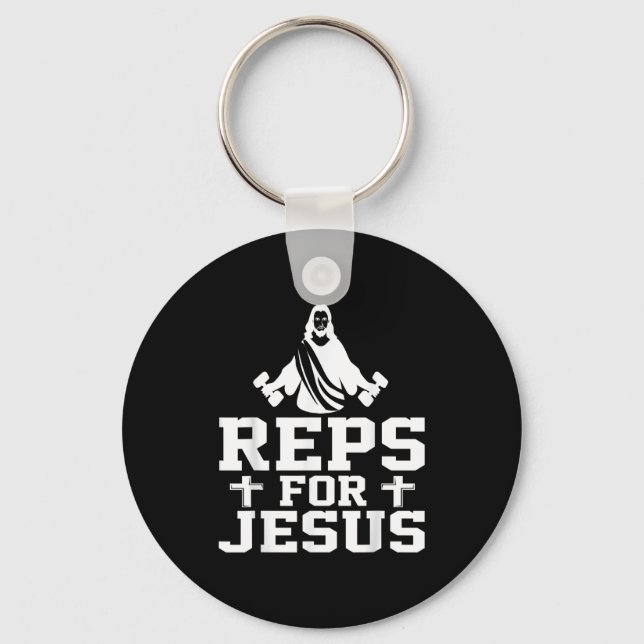 Reps For Jesus Funny Christian Gym Fitness Biceps  Key Ring (Front)