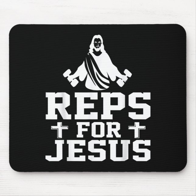Reps For Jesus Funny Christian Gym Fitness Biceps  Mouse Mat (Front)