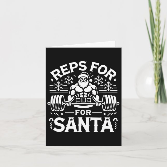 Reps For Santa – Funny Christmas Fitness Bodybuild Card (Front)