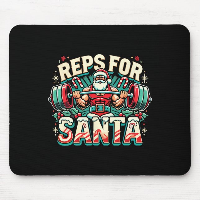 Reps For Santa – Funny Christmas Fitness Bodybuild Mouse Mat (Front)