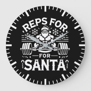 Reps for Santa – Funny Christmas Fitness Large Clock