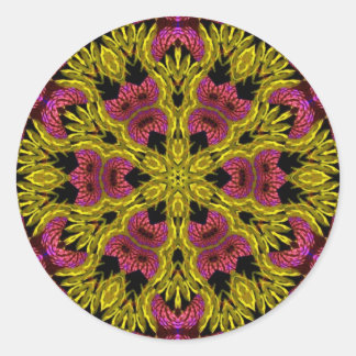 Repsycle Gold Yellow Pink Psychedelic Geometry Classic Round Sticker