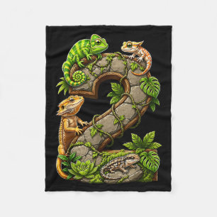 Reptile 2nd Birthday 2 Years Old Lizard Jungle Fleece Blanket