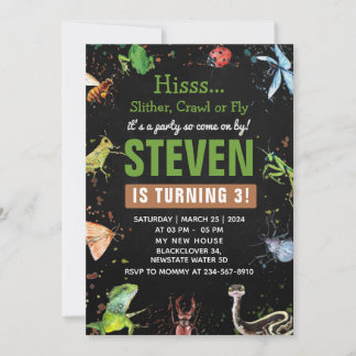 Reptile and insect Night Editable Invitation