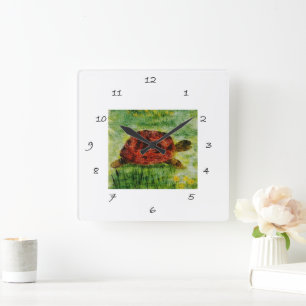 Reptile Animal Art Tortoise Square Wall Clock