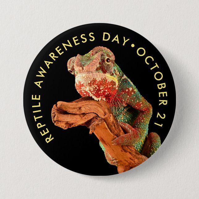 Reptile Awareness Day, chameleon Button (Front)
