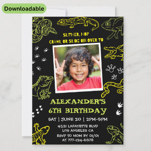 Reptile birthday invitations Boy Kids Party Modern