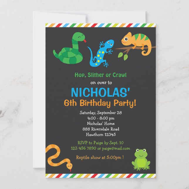 Reptile Birthday Party Invitation / Reptile Party (Front)