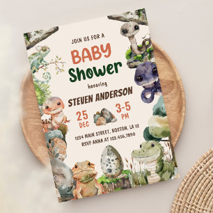 Reptile Boy Baby Boy Shower Invitation