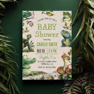 Reptile Boy Baby Boy Shower Invitation