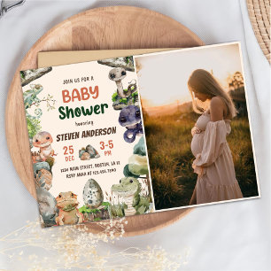 Reptile Boy Baby Boy Shower Photo Invitation