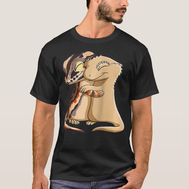 Reptile Gargoyle Gecko Hugging Crested Gecko  T-Shirt (Front)