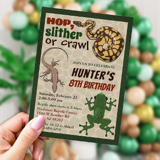 Reptile invitation, Reptile show birthday invite