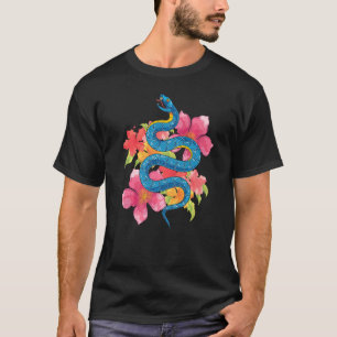 Reptile Keeper Floral Snake  Animal Flowers Snake T-Shirt