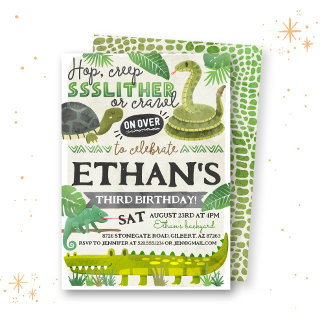 Reptile Kids Birthday Invitation