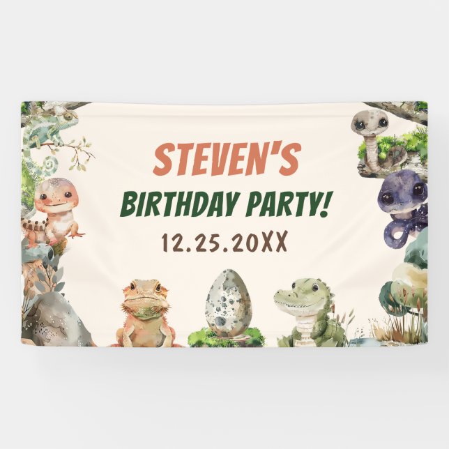 Reptile Kids Birthday Party Banner (Horizontal)