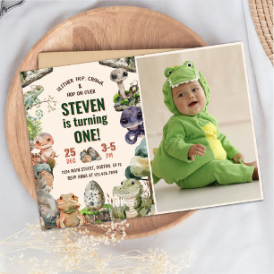 Reptile Kids Birthday Party Photo Invitation
