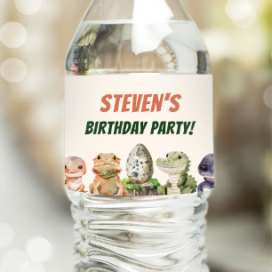 Reptile Kids Birthday Party Water Bottle Label