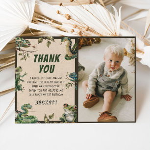 Reptile Kids Birthday Photo Thank You Card