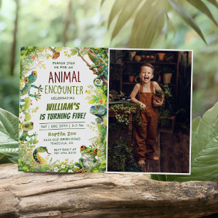 Reptile Kids Boy Birthday Party Photo Invitation