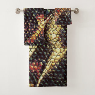 Reptile leather with yellowish and brown stains? bath towel set