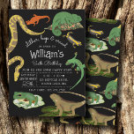 Reptile, Lizards & Amphibians Kids Birthday Invitation<br><div class="desc">A unique, hand drawn reptile, lizards and amphibians design featuring chameleons, snakes, lizards, iguanas, frogs and much more. A great design for kids reptile birthday themes and petting zoo parties. An ideal "slither, hop and crawl" kids reptile birthday party design for anyone who loves reptiles, lizards, amphibians, herpetology and cute...</div>