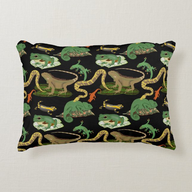 Reptile, Lizards & Amphibians Pattern Decorative Cushion (Front)