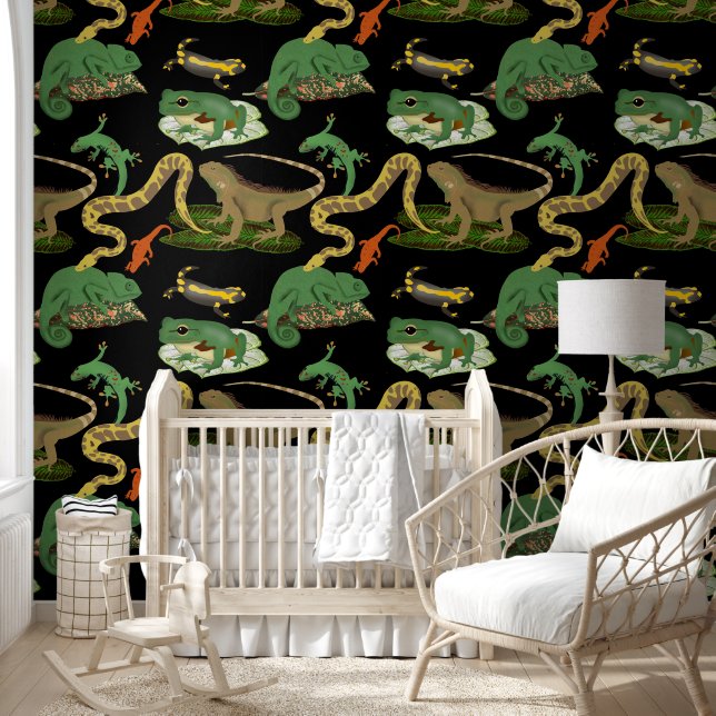 Reptile, Lizards & Amphibians Pattern Wallpaper (Kids)