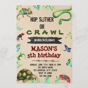 Reptile party birthday invitation