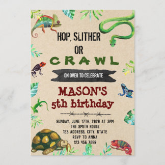 Reptile party birthday invitation