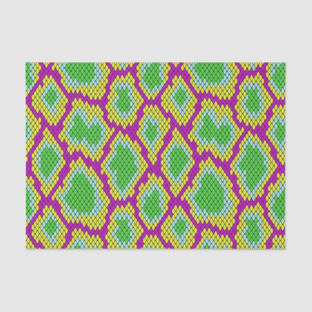 Reptile Pattern Green, Purple, Yellow Decoupage  Tissue Paper (Front)