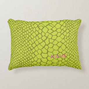 Reptile Pattern Modern Home Decor NAME Green Pink Decorative Cushion