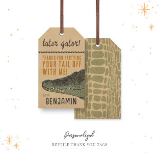 Reptile Personalised Birthday Thank You Tags
