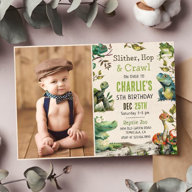 Reptile Show Birthday Party Photo Invitation (Creator Uploaded)