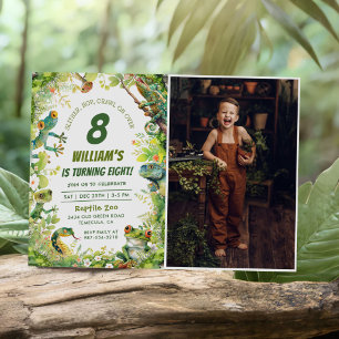 Reptile Slither Crawl Snake Birthday Photo Invitation