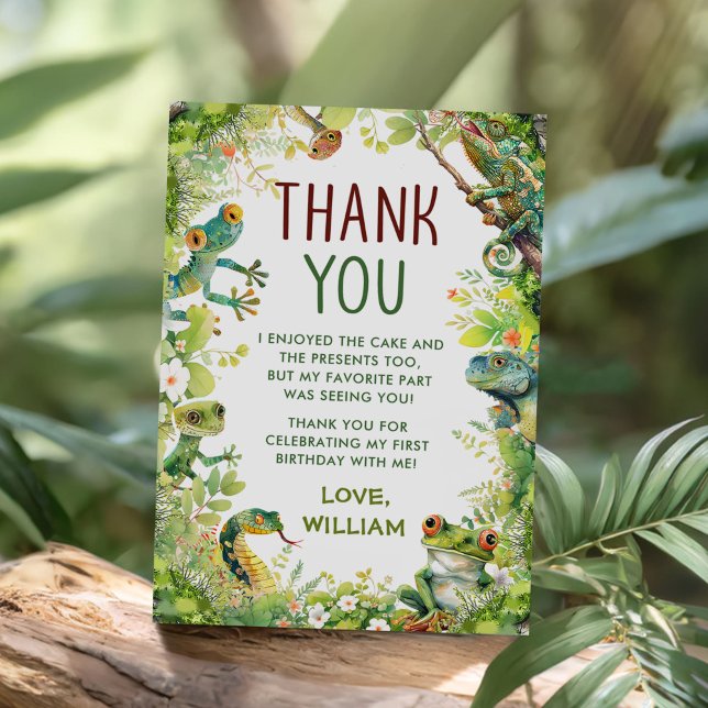 Reptile Slither Crawl Snake Birthday Thank You Card (Creator Uploaded)