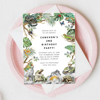 Reptile Slither Crawl Snake Turtle Birthday Invitation