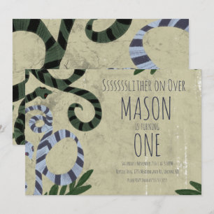 Reptile Snake Art Zoo Birthday Party Invitation