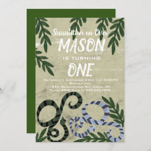 Reptile Snake Zoo Tropical Birthday Party Invitation