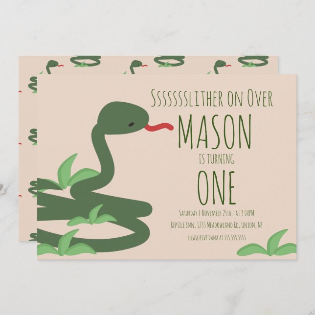 Reptile Snake Zoo Wild Birthday Party Invitation (Front/Back)
