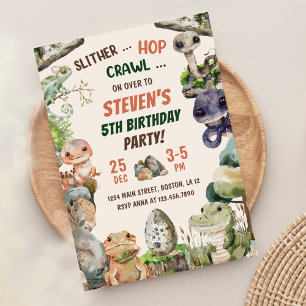 Reptile Themed Kid's Birthday Party  Invitation