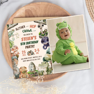 Reptile Themed Kid's Birthday Party Photo Invitation